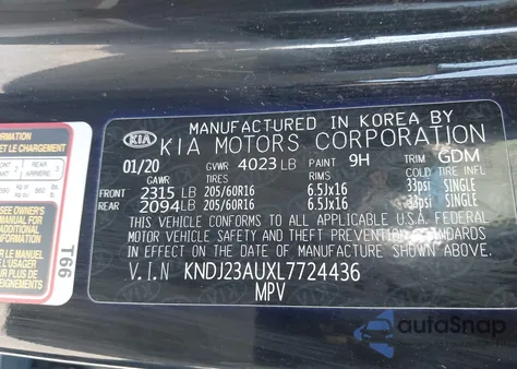 2020 Kia Soul Lx из США, поврежденный, VIN KNDJ23AUXL7724436